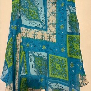 Nine West Blue and Green Paisley Scarf